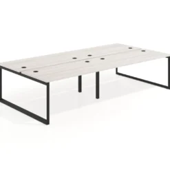 Mesa oficina multipuesto bench Delta doble, fondo 166cm estructura negra
