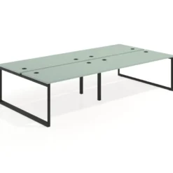 Mesa oficina multipuesto bench Delta doble, fondo 166cm estructura negra