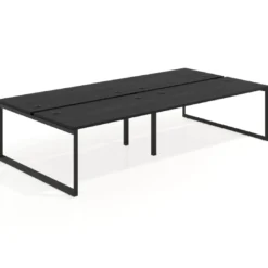 Mesa oficina multipuesto bench Delta doble, fondo 166cm estructura negra