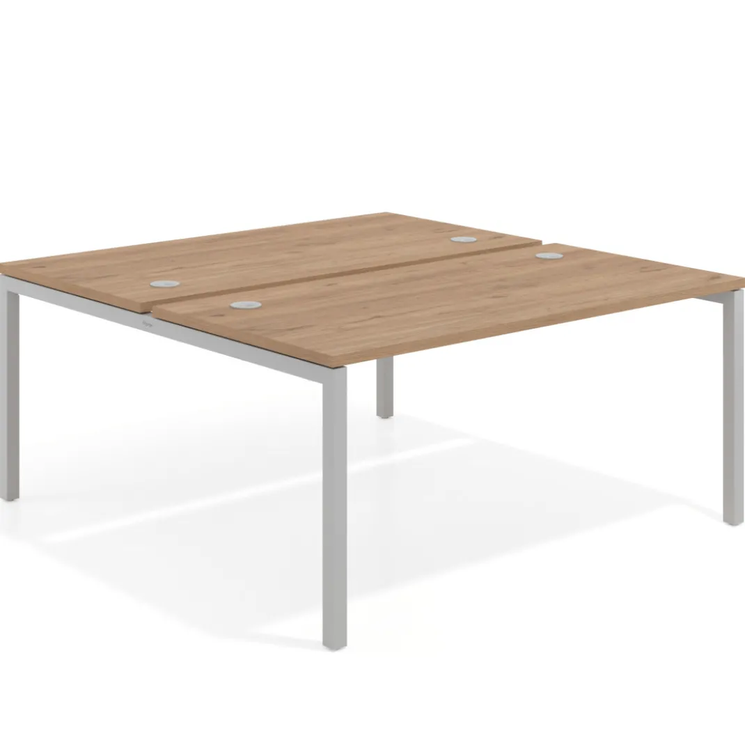Mesa oficina multipuesto bench Kube fondo 166 cm estructura aluminio