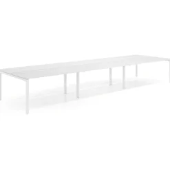 Mesa oficina multipuesto bench triple Kube, fondo 142cm, estructura blanco