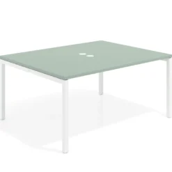 Mesa para coworking encimera continua fondo 126 cm estructura blanca