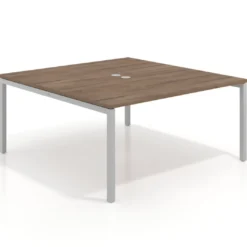 Mesa para coworking encimera continua fondo 126 cm estructura blanca