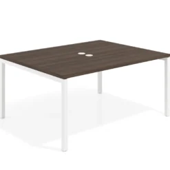 Mesa para coworking encimera continua fondo 126 cm estructura blanca