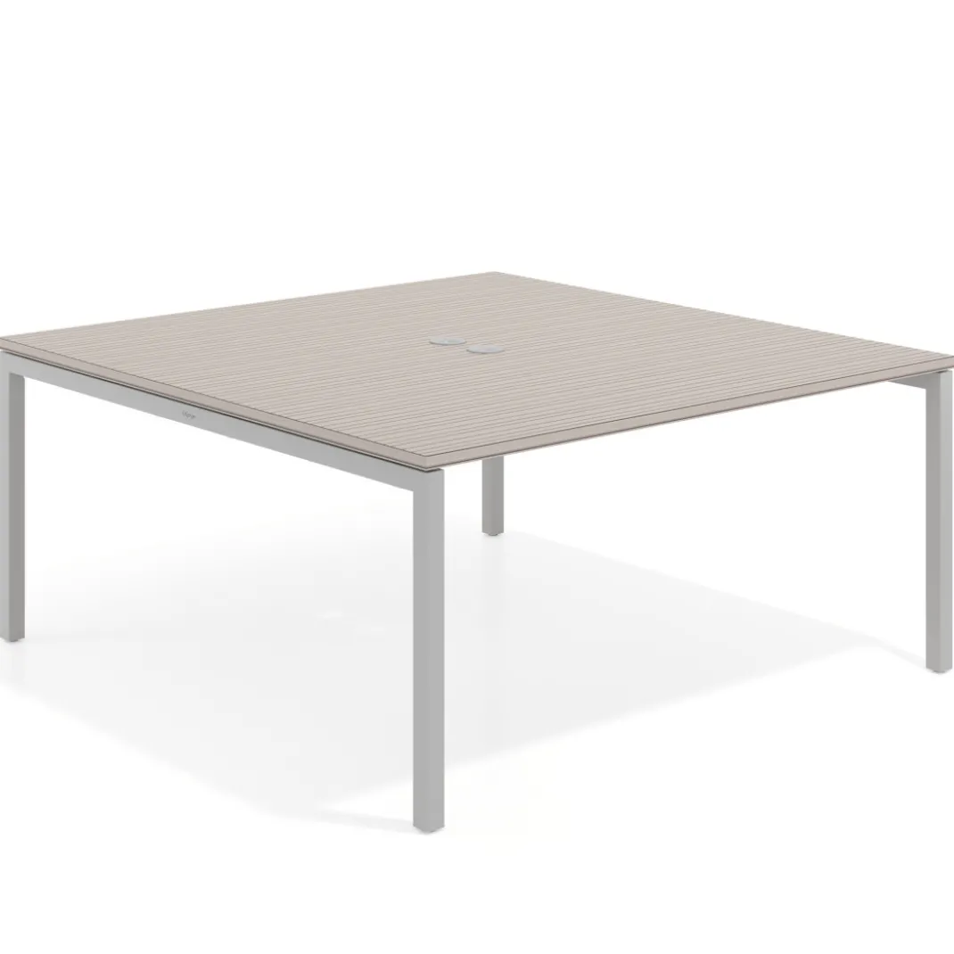 Mesa para coworking encimera continua fondo 166 cm estructura aluminio