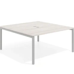Mesa para coworking encimera continua fondo 126 cm estructura blanca