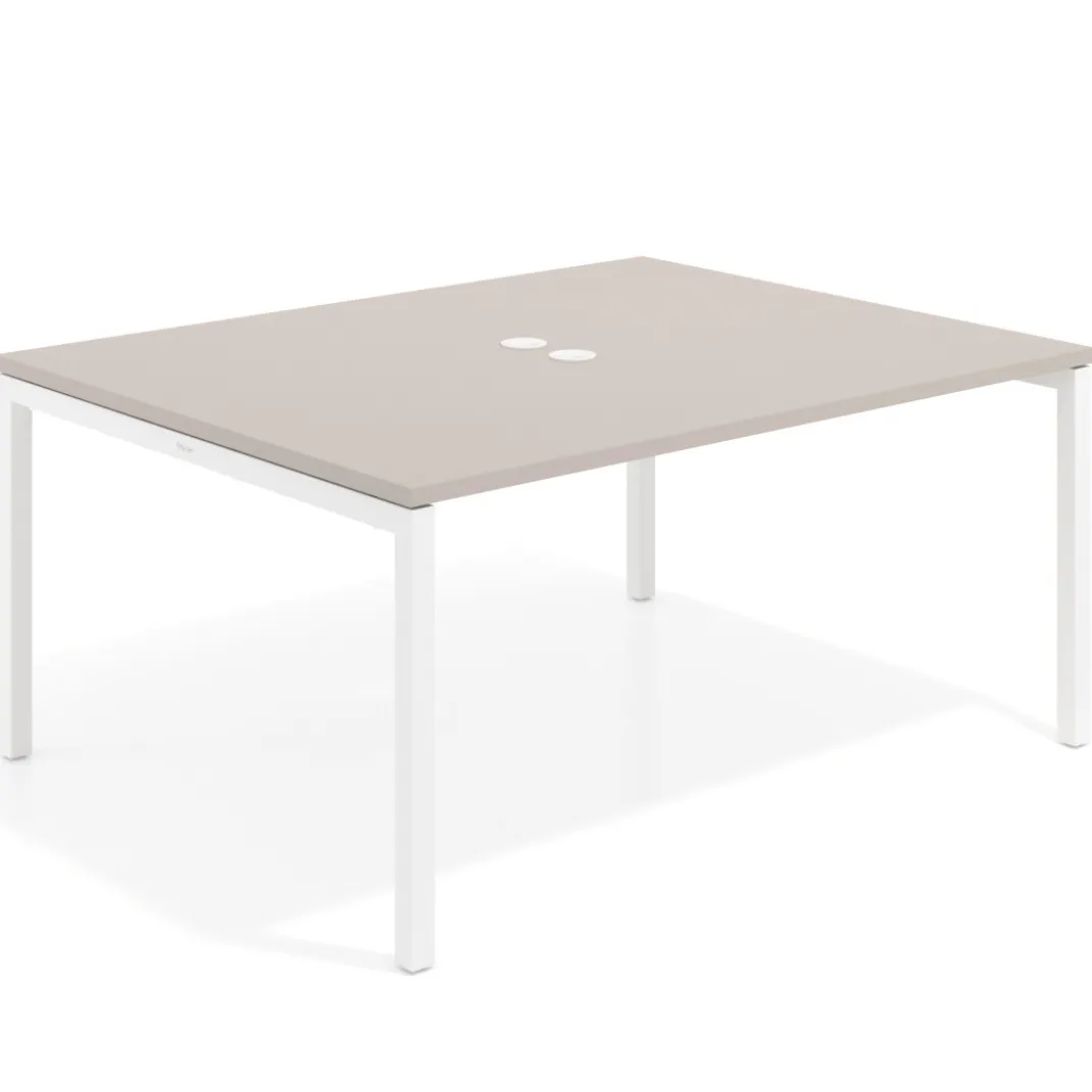 Mesa para coworking encimera continua fondo 126 cm estructura blanca