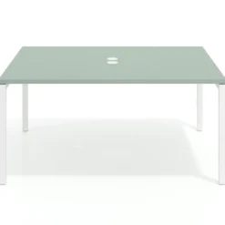 Mesa para coworking encimera continua fondo 126 cm estructura blanca