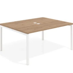 Mesa para coworking encimera continua fondo 126 cm estructura blanca
