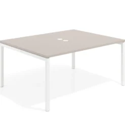 Mesa para coworking encimera continua fondo 126 cm estructura blanca