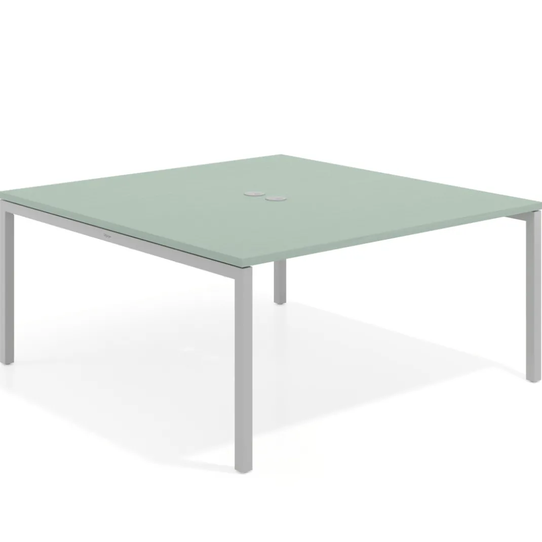 Mesa para coworking encimera continua fondo 166 cm estructura aluminio