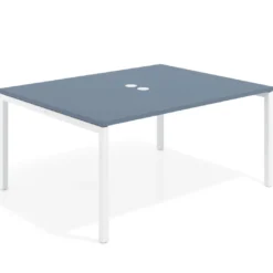 Mesa para coworking encimera continua fondo 126 cm estructura blanca