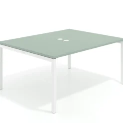 Mesa para coworking encimera continua fondo 126 cm estructura blanca