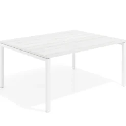 Mesa para coworking encimera continua fondo 126 cm estructura blanca