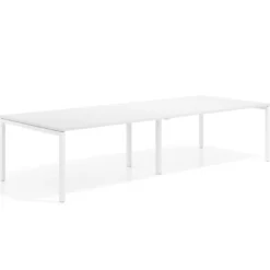 Mesa para coworking encimera continua doble Kube, fondo 126 cm, estructura blanca