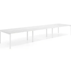 Mesa para coworking encimera continua triple Kube, fondo 126 cm, estructura blanca