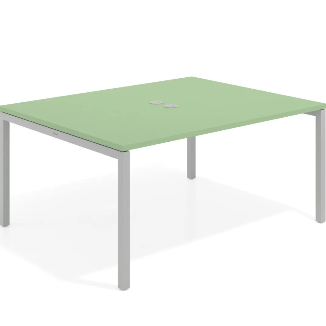 Mesa para coworking encimera continua fondo 126 cm estructura aluminio