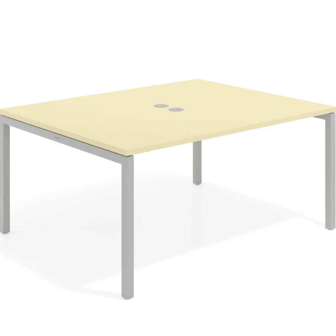 Mesa para coworking encimera continua fondo 126 cm estructura aluminio