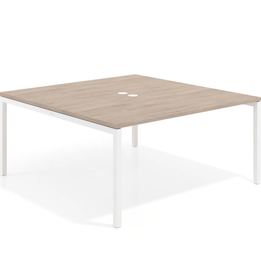 Mesa para coworking encimera continua fondo 166 cm estructura blanco