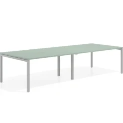 Mesa para coworking encimera continua doble Kube, fondo 126 cm, estructura aluminio