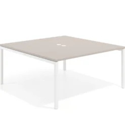 Mesa para coworking encimera continua fondo 166 cm estructura blanco