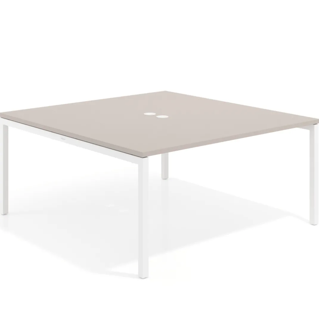 Mesa para coworking encimera continua fondo 166 cm estructura blanco