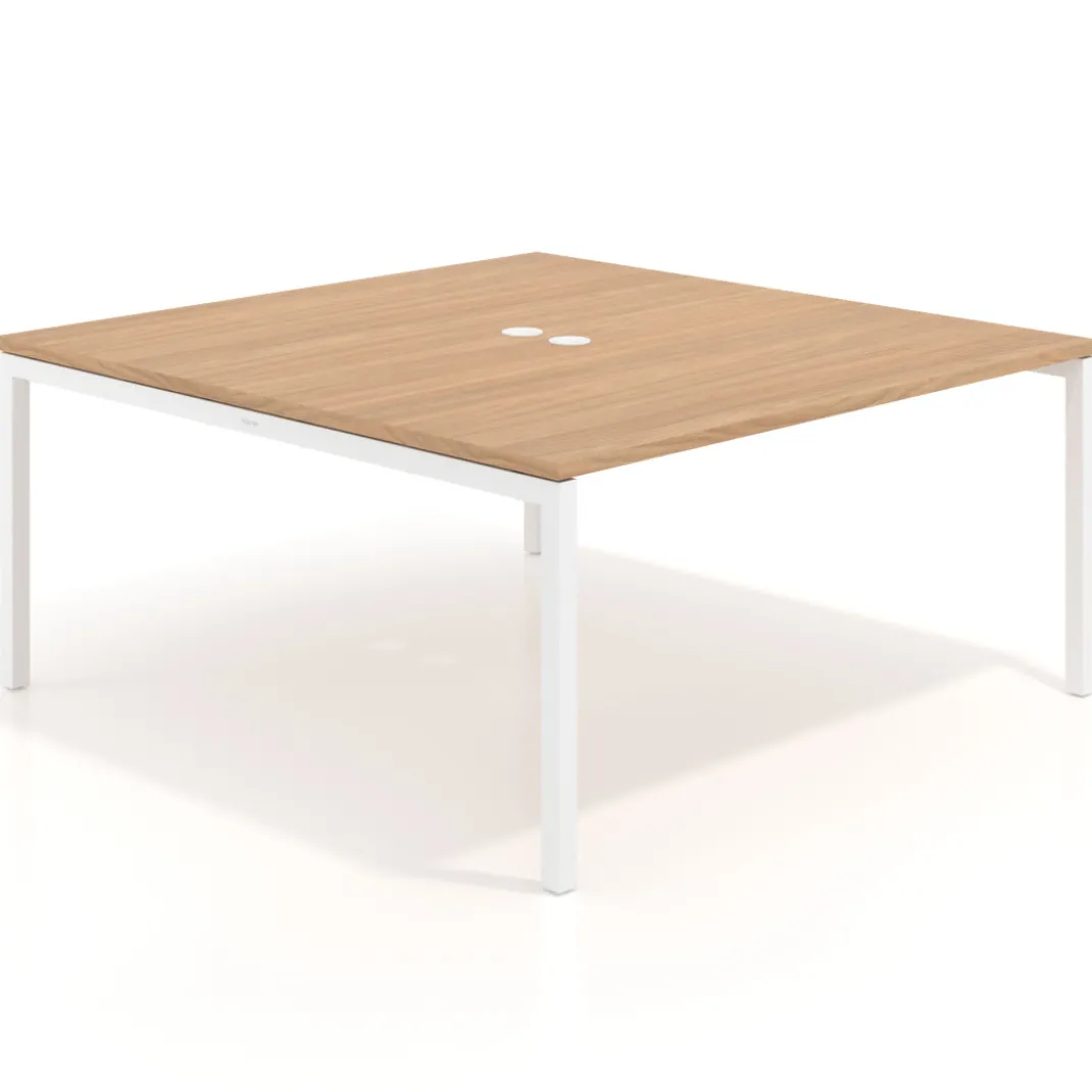 Mesa para coworking encimera continua fondo 166 cm estructura blanco