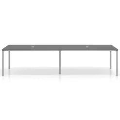 Mesa para coworking encimera continua doble Kube, fondo 126 cm, estructura aluminio