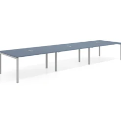 Mesa para coworking encimera continua triple Kube, fondo 126 cm, estructura aluminio