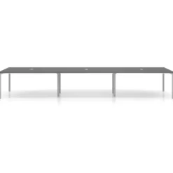 Mesa para coworking encimera continua triple Kube, fondo 126 cm, estructura aluminio