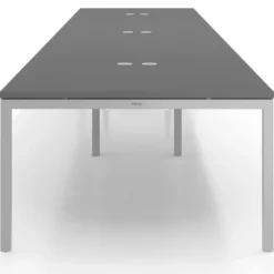 Mesa para coworking encimera continua triple Kube, fondo 126 cm, estructura aluminio