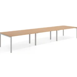 Mesa para coworking encimera continua triple Kube, fondo 126 cm, estructura aluminio