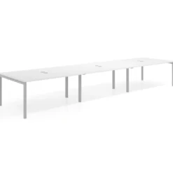 Mesa para coworking encimera continua triple Kube, fondo 126 cm, estructura aluminio