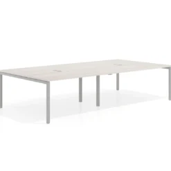 Mesa para coworking Kube doble, encimera continua fondo 166 cm, estructura aluminio