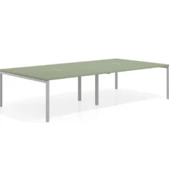 Mesa para coworking Kube doble, encimera continua fondo 166 cm, estructura aluminio