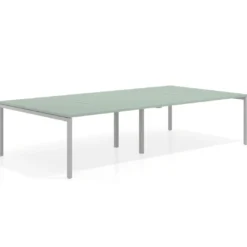 Mesa para coworking Kube doble, encimera continua fondo 166 cm, estructura aluminio