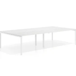 Mesa para coworking Kube doble, encimera continua fondo 166 cm, estructura blanca