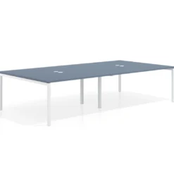 Mesa para coworking Kube doble, encimera continua fondo 166 cm, estructura blanca