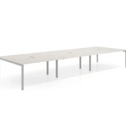 Mesa para coworking Kube triple, encimera continua fondo 166 cm, estructura aluminio