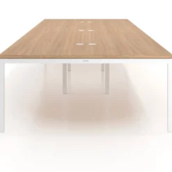 Mesa para coworking Kube triple, encimera continua fondo 166 cm, estructura blanca