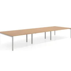 Mesa para coworking Kube triple, encimera continua fondo 166 cm, estructura aluminio