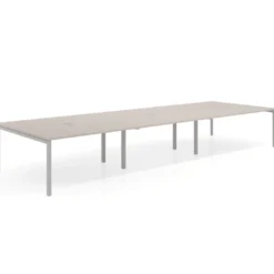 Mesa para coworking Kube triple, encimera continua fondo 166 cm, estructura aluminio