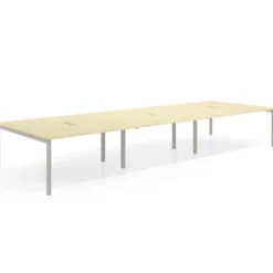 Mesa para coworking Kube triple, encimera continua fondo 166 cm, estructura aluminio