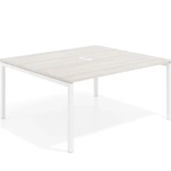 Mesa para reunión o trabajo, encimera continua fondo 142 cm estructura blanco