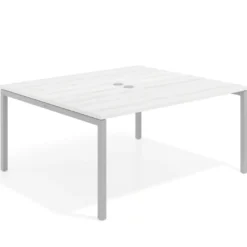 Mesa para reunión o trabajo, encimera continua fondo 142 cm estructura aluminio
