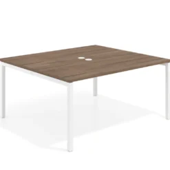Mesa para reunión o trabajo, encimera continua fondo 142 cm estructura blanco