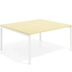 Mesa para reunión o trabajo, encimera continua fondo 142 cm estructura blanco