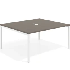 Mesa para reunión o trabajo, encimera continua fondo 142 cm estructura blanco
