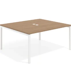 Mesa para reunión o trabajo, encimera continua fondo 142 cm estructura blanco