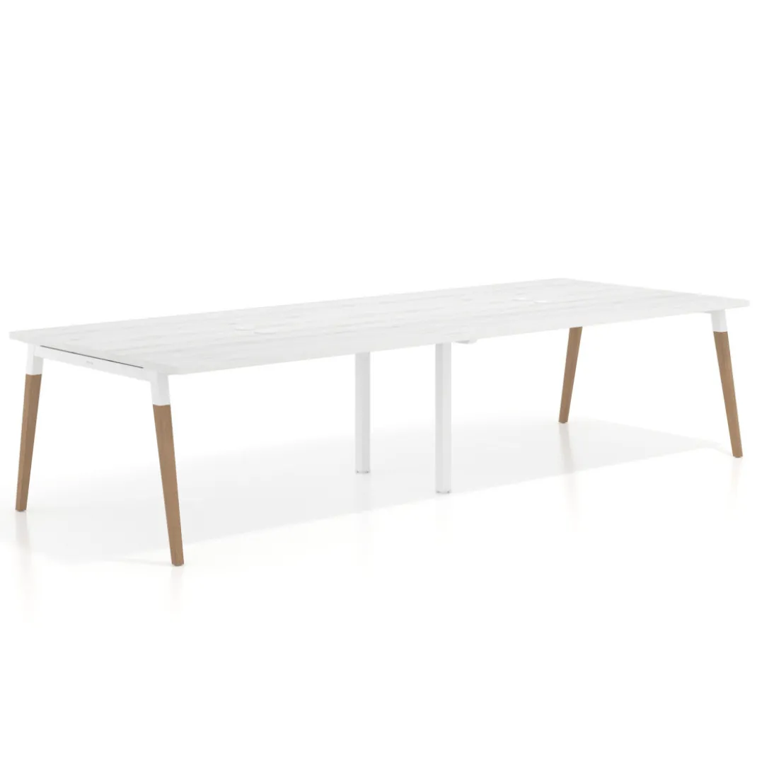 Mesa para reuniones Arki doble con fondo 126 cm, coworking, sobre recto